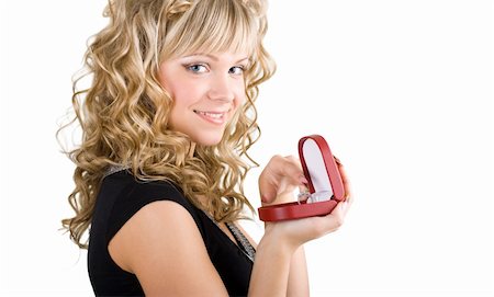 simsearch:400-05314365,k - young friendly blond girl holding box with wedding ring Foto de stock - Royalty-Free Super Valor e Assinatura, Número: 400-04016126
