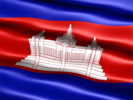 simsearch:400-04145175,k - Flag of Cambodia, computer generated illustration with silky appearance and waves Photographie de stock - Aubaine LD & Abonnement, Code: 400-04016357