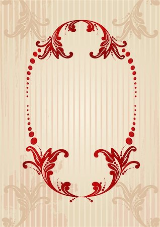 simsearch:400-04672338,k - Beige and red vector illustration of an abstract floral frame Stockbilder - Microstock & Abonnement, Bildnummer: 400-04016570