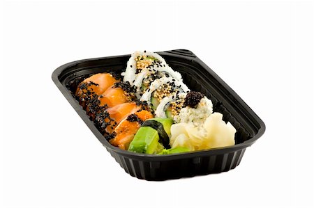 simsearch:400-05299211,k - Sushi take-away meal isolated on white background Foto de stock - Super Valor sin royalties y Suscripción, Código: 400-04017051