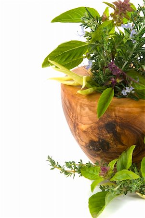 simsearch:400-04544414,k - Healing herbs, spices, and edible flowers (handcarved olive tree mortar) Stock Photo - Budget Royalty-Free & Subscription, Code: 400-04017534