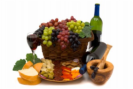 simsearch:400-04040057,k - Three different kinds of seedless grapes, wine, and antipasto Stock Photo - Budget Royalty-Free & Subscription, Code: 400-04017533