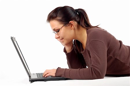 woman working on laptop #21 Foto de stock - Super Valor sin royalties y Suscripción, Código: 400-04017614