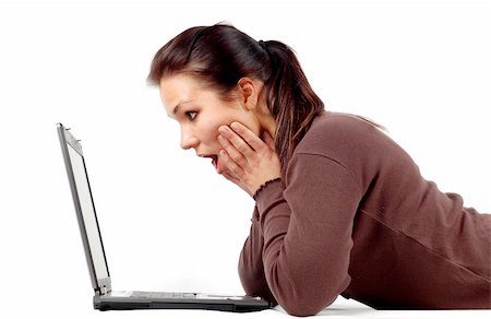 woman working on laptop #21 Foto de stock - Super Valor sin royalties y Suscripción, Código: 400-04017617