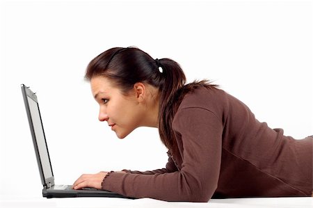 woman working on laptop #21 Foto de stock - Super Valor sin royalties y Suscripción, Código: 400-04017633