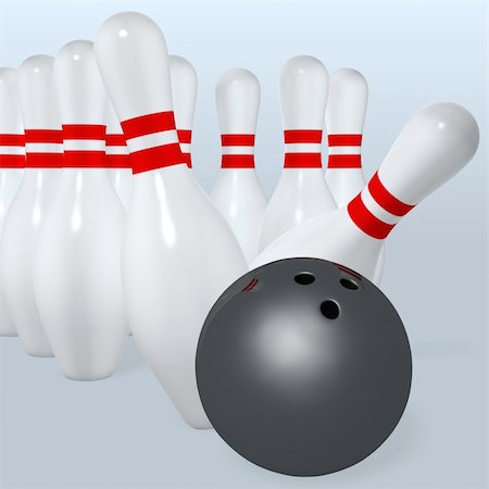 simsearch:400-05163136,k - bowling ball hits pins on blue background Stockbilder - Microstock & Abonnement, Bildnummer: 400-04018006