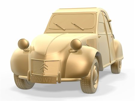 3d golden vintage car isolated on white background Stock Photo - Budget Royalty-Free & Subscription, Code: 400-04018022