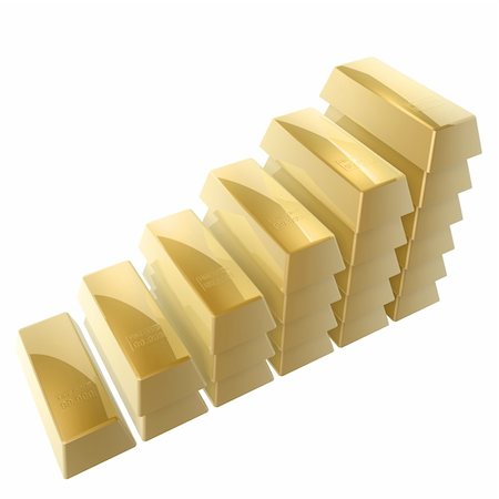 simsearch:400-07260449,k - 3d gold bars steps isolated on white background3 Fotografie stock - Microstock e Abbonamento, Codice: 400-04018041