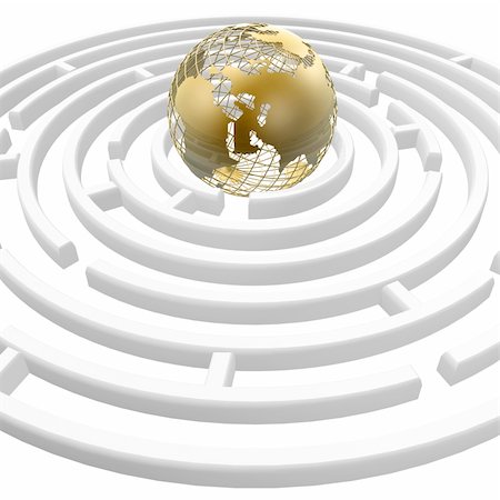 simsearch:400-04633842,k - 3d golden globe in the maze center Stock Photo - Budget Royalty-Free & Subscription, Code: 400-04018057