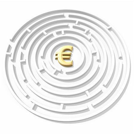 3d golden euro symbol in the maze center Stock Photo - Budget Royalty-Free & Subscription, Code: 400-04018058