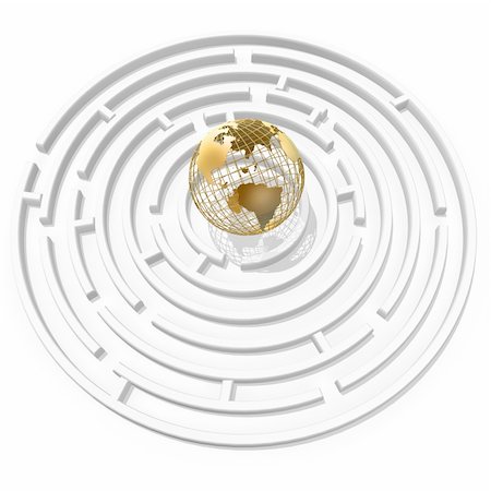 3d golden globe in the maze center Stock Photo - Budget Royalty-Free & Subscription, Code: 400-04018061
