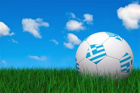 flag greece 3d - Greek soccer ball laying on the grass Stock Photo - Budget Royalty-Free & Subscription, Code: 400-04018246
