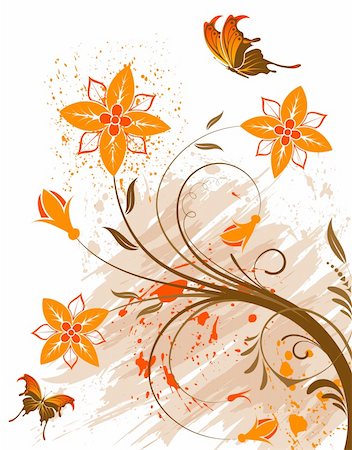 simsearch:400-04350075,k - Grunge flower background with butterfly, element for design, vector illustration Fotografie stock - Microstock e Abbonamento, Codice: 400-04010044
