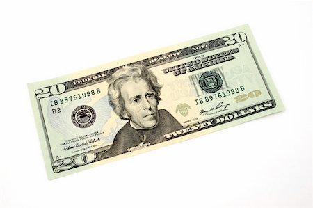 simsearch:400-04010108,k - twenty dollar bill over a white surface Stock Photo - Budget Royalty-Free & Subscription, Code: 400-04010108