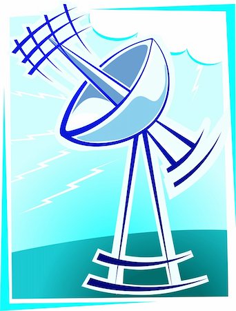 Illustration of dish antenna in green background Stock Photo - Budget Royalty-Free & Subscription, Code: 400-04010137