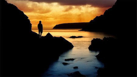 poetry - Man looking at beautiful Sunset Stock Photo - Budget Royalty-Free & Subscription, Code: 400-04010335