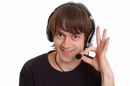 simsearch:400-05147336,k - young man in black with microphone, isolated on white Foto de stock - Super Valor sin royalties y Suscripción, Código: 400-04011336