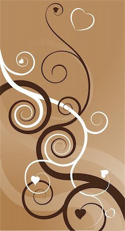 A heart swirls abstract background. Two vines, one brown one white, with heart shaped leaves becoming intertwined symbolising two people in love coming together. Stock Photo - Budget Royalty-Free & Subscription, Code: 400-04012226