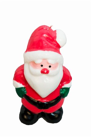 Wax santa candle christmas decoration with clipping path isolated on white Stock Photo - Budget Royalty-Free & Subscription, Code: 400-04012883