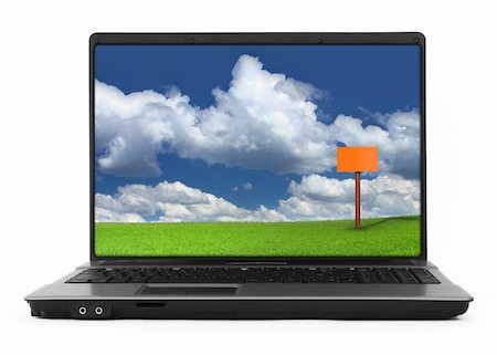 simsearch:400-08997106,k - wide notebook with landscape against white background, natural shadow in front, photo inside is my property Stock Photo - Budget Royalty-Free & Subscription, Code: 400-04012964
