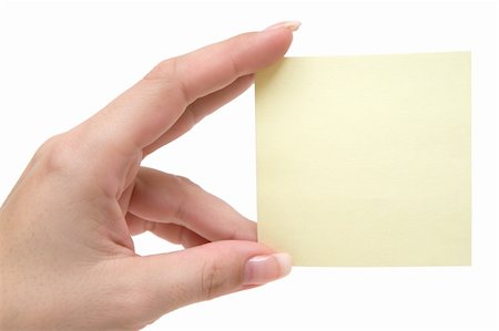 simsearch:400-05895521,k - Woman holding a blank note. Isolated on a white background. Stock Photo - Budget Royalty-Free & Subscription, Code: 400-04013035