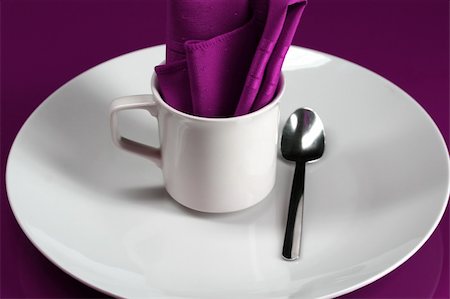 simsearch:400-04013113,k - An elegant cafe table setting in purple Photographie de stock - Aubaine LD & Abonnement, Code: 400-04013115