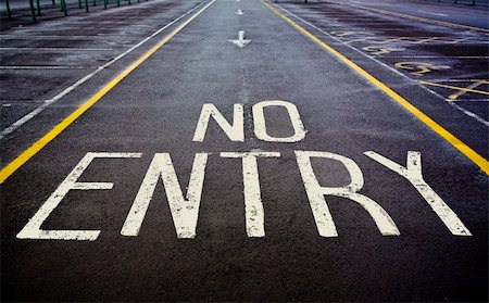 No entry sign painted on road Stock Photo - Budget Royalty-Free & Subscription, Code: 400-04013270