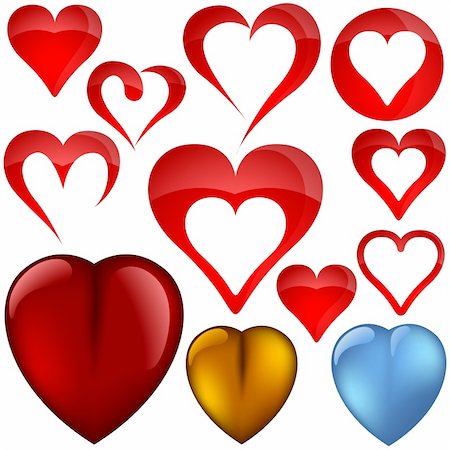 simsearch:400-05160447,k - Heart icons II - set of glass hearts - various shapes as vectors Photographie de stock - Aubaine LD & Abonnement, Code: 400-04013631