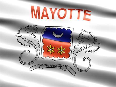 simsearch:400-04013761,k - Flag of Mayotte (unofficial, local), computer generated illustration with silky appearance and waves Photographie de stock - Aubaine LD & Abonnement, Code: 400-04013755