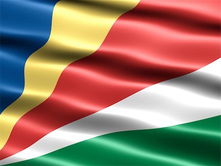 simsearch:400-04304550,k - Flag of Seychelles, computer generated illustration with silky appearance and waves Stock Photo - Budget Royalty-Free & Subscription, Code: 400-04013764