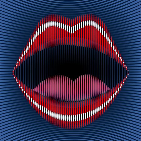 Editable vector illustration of lips made of stripes Stock Photo - Budget Royalty-Free & Subscription, Code: 400-04013876
