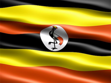 simsearch:400-05725938,k - Flag of Uganda, computer generated illustration with silky appearance and waves Photographie de stock - Aubaine LD & Abonnement, Code: 400-04013871