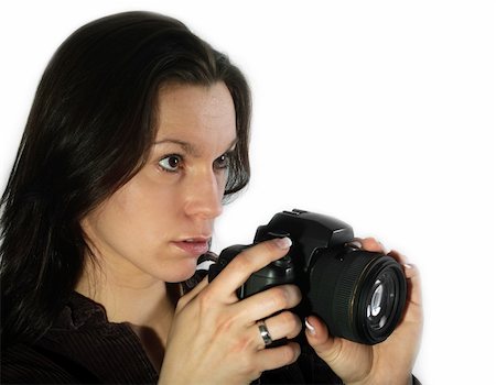 simsearch:400-04604293,k - Portrait of a young woman with single lens reflex camera Stockbilder - Microstock & Abonnement, Bildnummer: 400-04013917