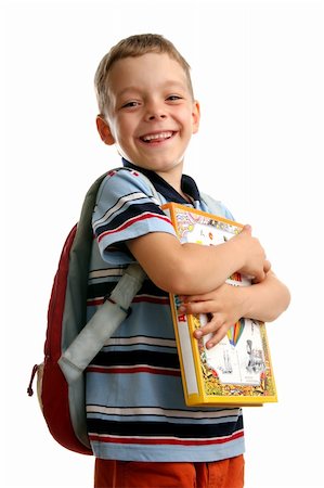 Schoolboy with books and backpack 2 Stock Photo - Budget Royalty-Free & Subscription, Code: 400-04024178