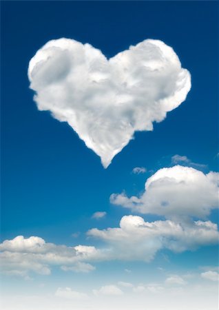 simsearch:400-04789565,k - A heart shaped cloud sat against a blue sky. Stockbilder - Microstock & Abonnement, Bildnummer: 400-04024410