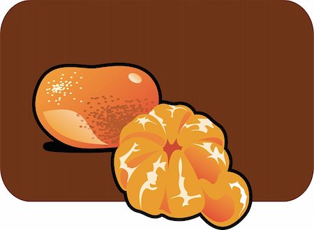 simsearch:400-05265200,k - Color illustration of a tangerine. Part of my vector fruit Collection. Photographie de stock - Aubaine LD & Abonnement, Code: 400-04024473
