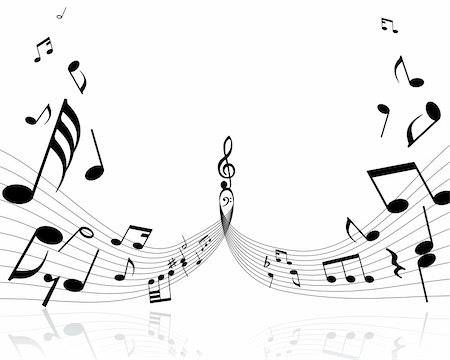 swirling music sheet - Musical notes background with lines. Vector illustration. Stock Photo - Budget Royalty-Free & Subscription, Code: 400-04024745
