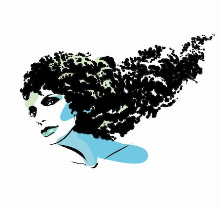 Illustration with the image of a beautiful, fashionable female hairdress. Foto de stock - Super Valor sin royalties y Suscripción, Código: 400-04024773