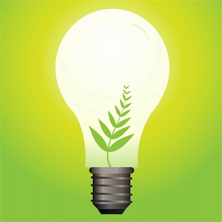 simsearch:400-04172259,k - Vector - Ecological or green light bulb with leaf as the filament. Foto de stock - Royalty-Free Super Valor e Assinatura, Número: 400-04024972
