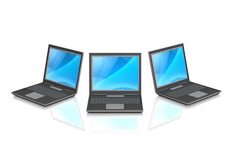 simsearch:400-04212934,k - Three 3d laptop, located by a semicircle. Object over white Foto de stock - Royalty-Free Super Valor e Assinatura, Número: 400-04025129