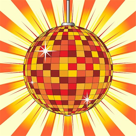 simsearch:400-04349799,k - Party mirror ball over orange starry background Fotografie stock - Microstock e Abbonamento, Codice: 400-04025146