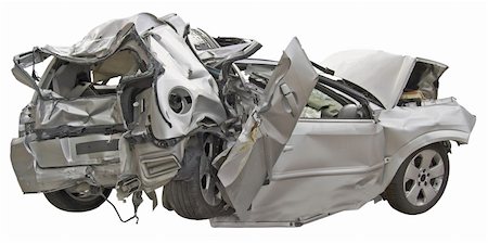 A wrecked passenger car on a white background. Stock Photo - Budget Royalty-Free & Subscription, Code: 400-04025142
