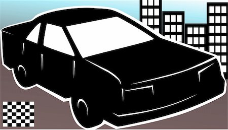Illustration of silhouette of a car Photographie de stock - Aubaine LD & Abonnement, Code: 400-04025201