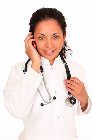 dead_morozzzka (artist) - smiling doctor  calling by phone over white background Photographie de stock - Aubaine LD & Abonnement, Code: 400-04025271