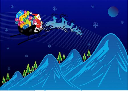 simsearch:400-05081908,k - Santa traveling in snowflake Photographie de stock - Aubaine LD & Abonnement, Code: 400-04026186