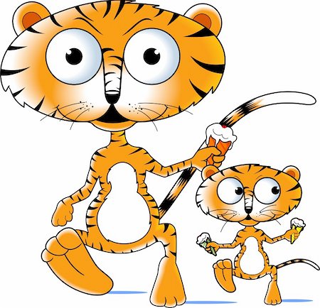 Illustration of a cartoon tiger and cub Stock Photo - Budget Royalty-Free & Subscription, Code: 400-04026390