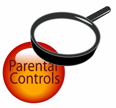 magnifying glass over top of parental controls button Foto de stock - Royalty-Free Super Valor e Assinatura, Número: 400-04026501