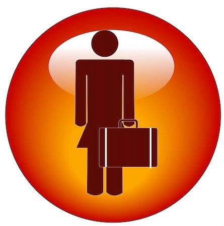 stick figure of woman standing holding a briefcase button or icon Stock Photo - Budget Royalty-Free & Subscription, Code: 400-04026511