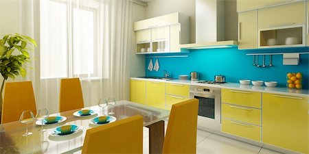 simsearch:400-04512954,k - modern kitchen interior 3d rendering Photographie de stock - Aubaine LD & Abonnement, Code: 400-04026798