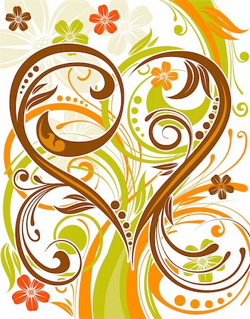 simsearch:400-04680785,k - Flower background with heart and wave pattern, element for design, vector illustration Fotografie stock - Microstock e Abbonamento, Codice: 400-04026825